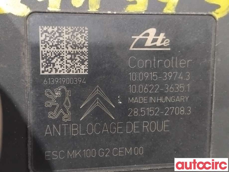 ABS sentral til Peugeot 2008 2013-2019 (Type I)  (PEUGEOT|1680935080|100915-37943|9809312580)