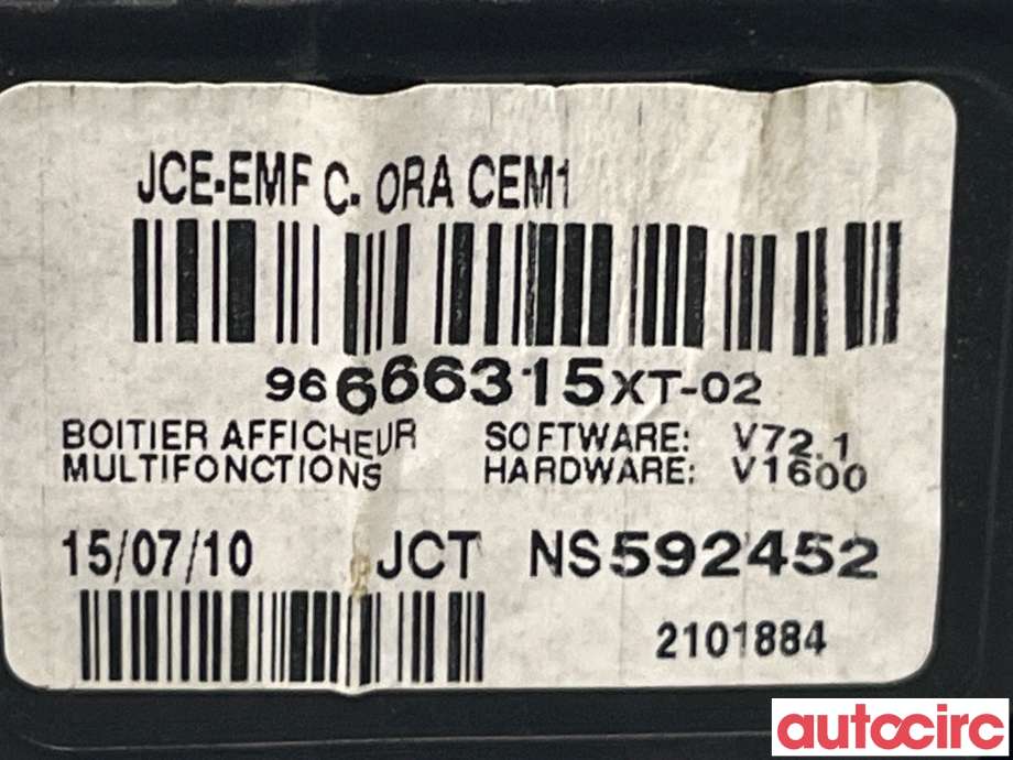 Multimedia display (MCU - Media Controller Unit) til Citroën C3 2010-2016 (Type II)  (CITROEN|6593P2)
