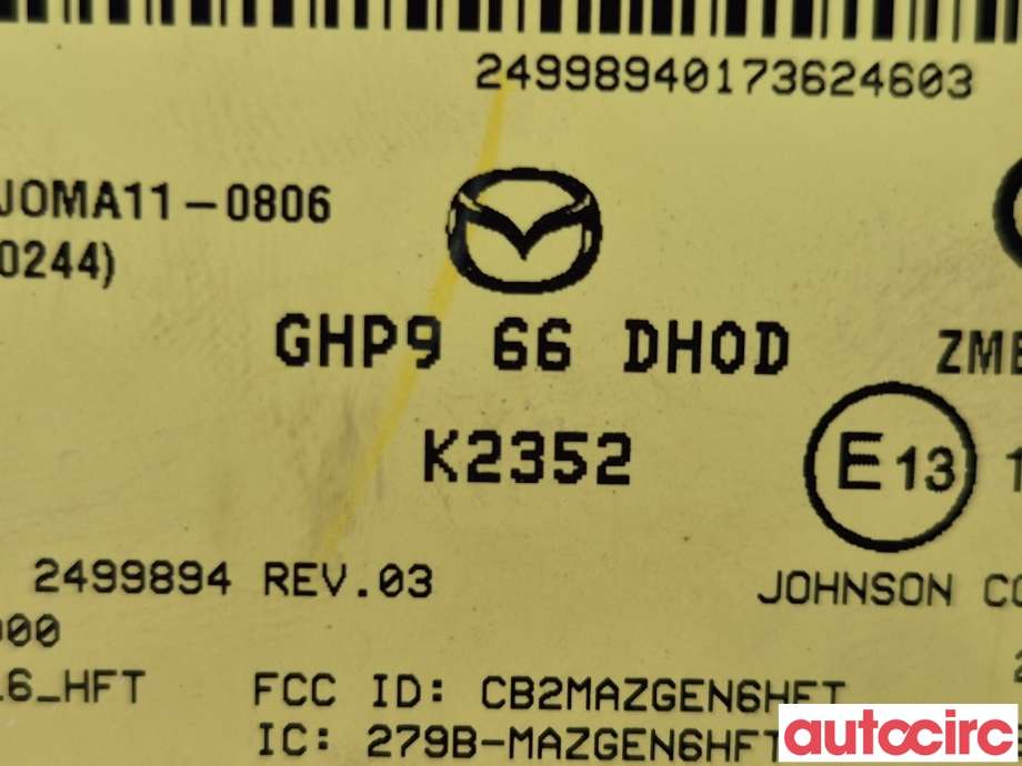 Dashbord telefon til Mazda CX-5 2012-2017 (Type I)  (MAZDA CX-5|GHP9-66-DH0H|K2352|GHP966DH0F)