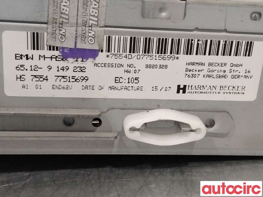 Bilstereo til BMW 3-Serie 2005-2011 (E90/E91/E92/E93) (E90/E91/E92/E93) (BMW|65129116611|)