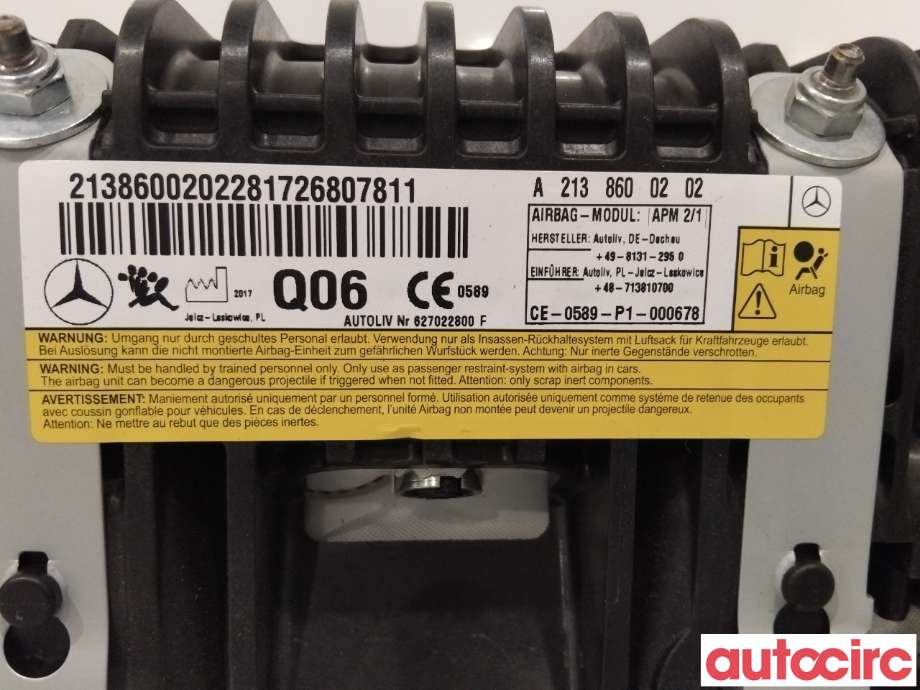 Airbag passasjer til Mercedes E-Klasse 2016-2023 (W213) (W213) (MERCEDES|A2138600202|)