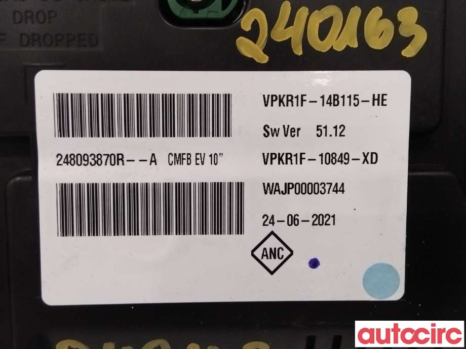 Instrumentpanel til Renault Zoe 2013-2019 (Fase 1)  (RENAULT|248093870R|)