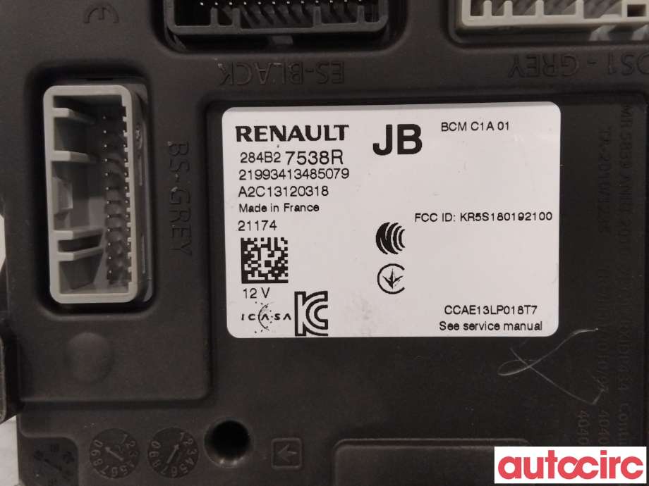 Styreenhet comfort (BCM) til Renault Zoe 2013-2019 (Fase 1)  (RENAULT|284B27538R|)