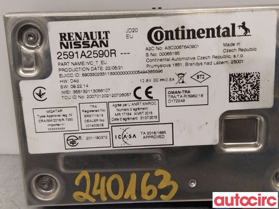 Styreenhet bluetooth til Renault Zoe 2013-2019 (Fase 1)  (RENAULT|2591A2984R|)