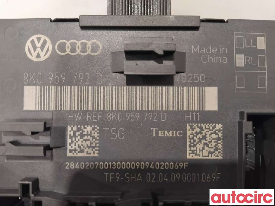 Styreenhet dør venstre foran til Audi Q5 2008-2012 (Type I, Fase 1) (AUDI|8K0959792H||8K0959792D)
