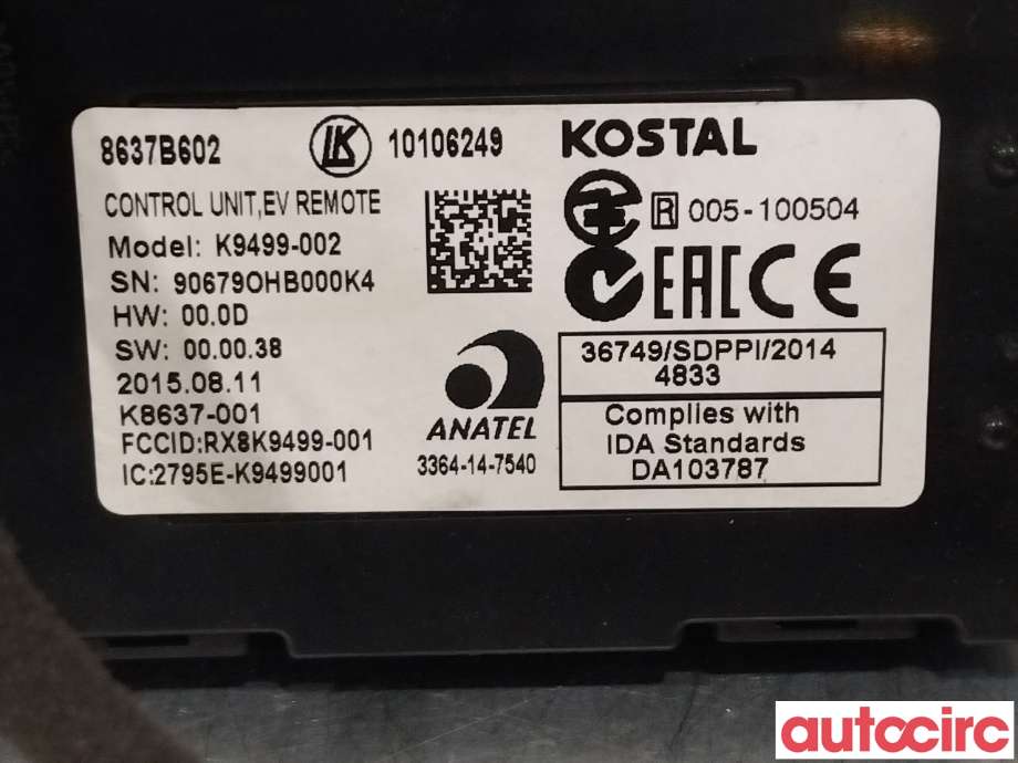 Styreenhet diverse til Mitsubishi Outlander 2015-->> (Type III, Fase 2)  (MITSUBISHI|8637B612|)