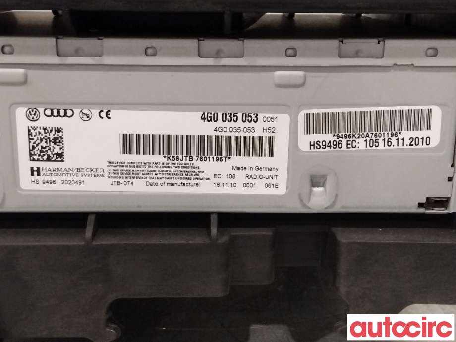 Bilstereo til Audi A5 2007-2016 (Type I)  (AUDI|4G0035053|)