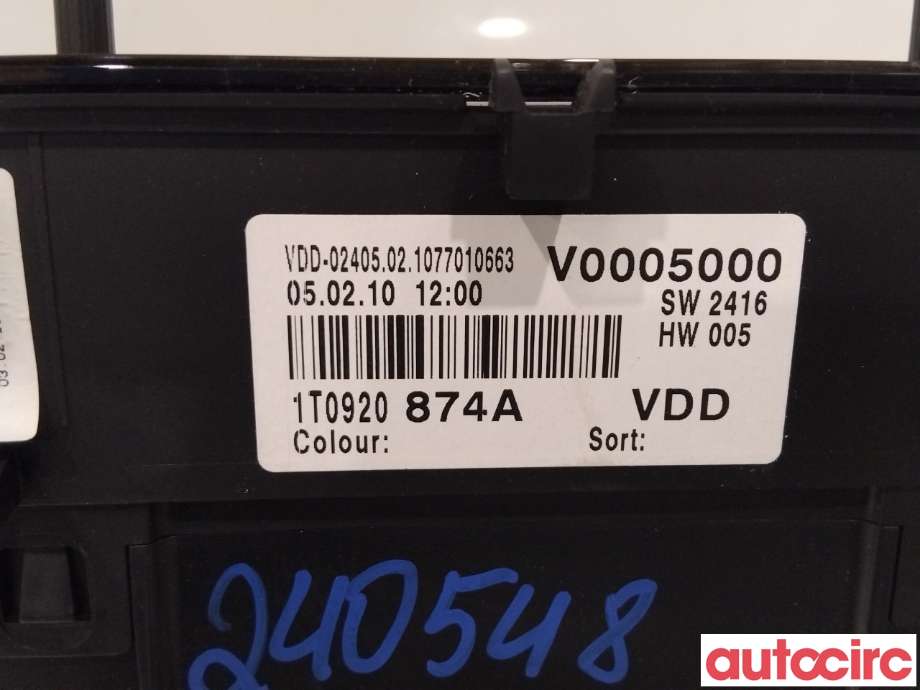 Instrumentpanel til VW Caddy 2004-2010 (Type III, Fase 1)  (VOLKSWAGEN|1T0920874AX|)