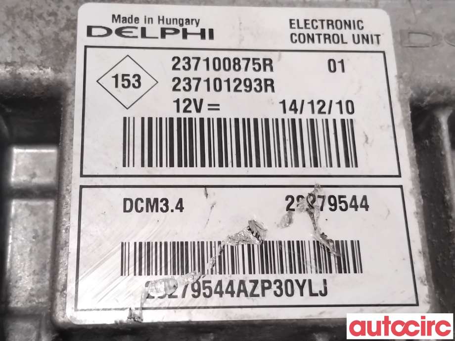Styreenhet motor til Renault Clio 2009-2012 (Type III, Fase 2) (RENAULT|237101293R||237103942R)