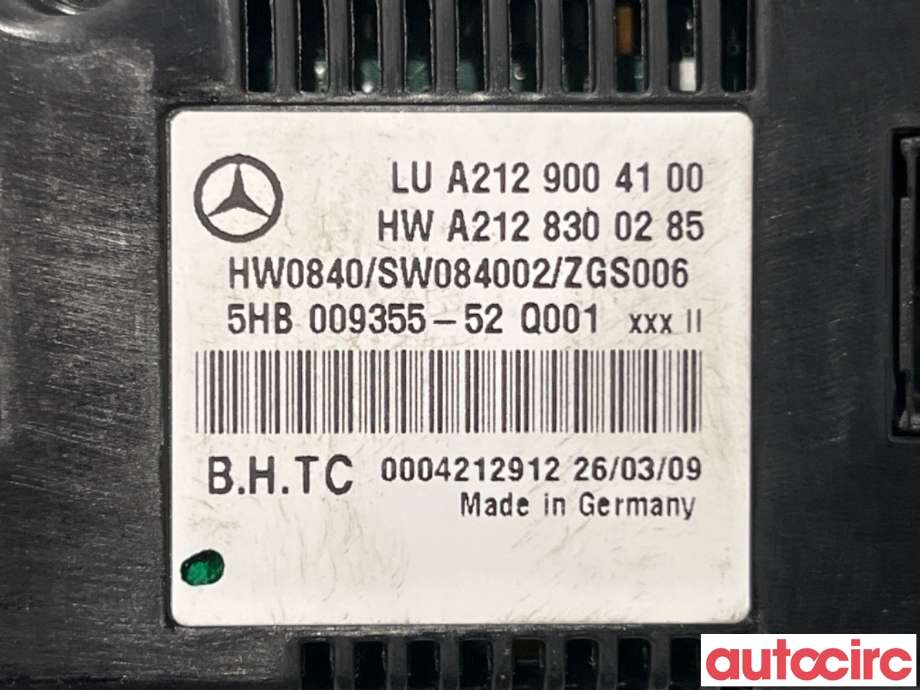 Varmeapparat betjening til Mercedes E-Klasse 2009-2013 (Fase 1) (W212) (W212) (MERCEDES|A2129008608|5HB009355-52|A2129006527)