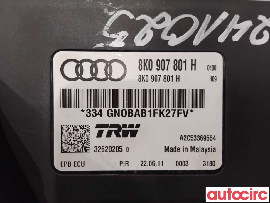 Styreenhet elektrisk parkbrems (EPB - Electric Parking Brake) til Audi A4 2007-2014 (Type IV) (B8) (B8) (AUDI|8K0907801H|A2C53369554)
