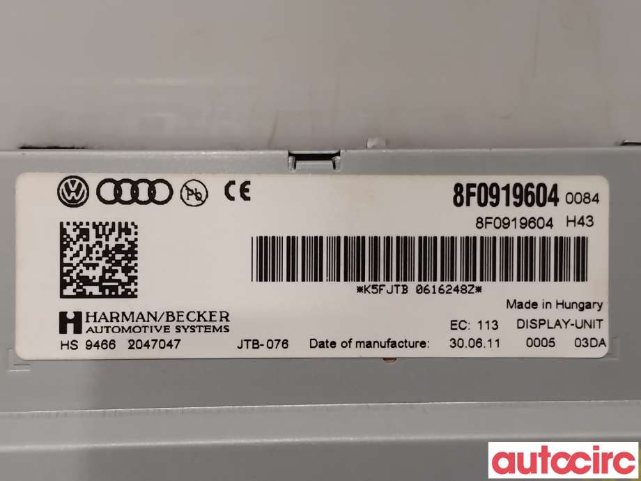 Instrument kjørecomputer til Audi A4 2007-2014 (Type IV) (B8) (B8) (AUDI|8R0919604|HS9466|8R0919604A)
