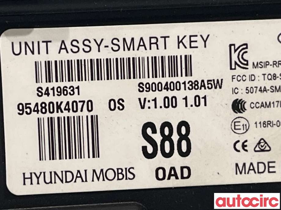 Styreenhet nøkkelfri/keyless til Hyundai Kona 2017-2021 (Type I, Fase 1)  (HYUNDAI|95480K4070)