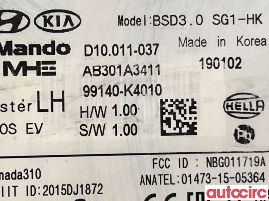 Sensor radar til Hyundai Kona 2017-2021 (Type I, Fase 1)  (HYUNDAI|99140K4010||99140-K4010)