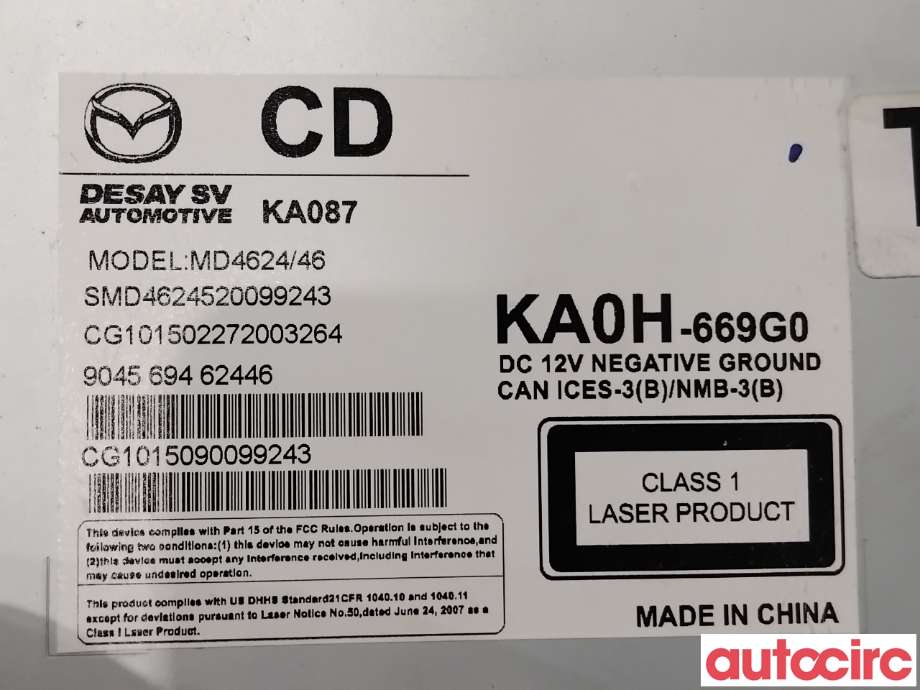 Bilstereo til Mazda CX-5 2012-2017 (Type I)  (MAZDA|KA0H-66-9G0A|MD4624|KA0H-669G0)