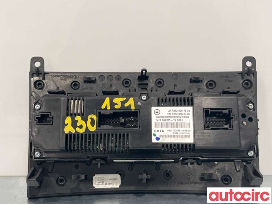 Varmeapparat betjening til Mercedes E-Klasse 2009-2013 (Fase 1) (W212) (W212) (MERCEDES|A2129009209|5HB009355-15|A2129006827)