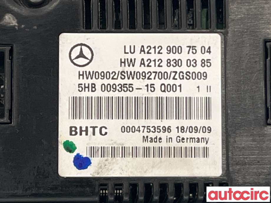 Varmeapparat betjening til Mercedes E-Klasse 2009-2013 (Fase 1) (W212) (W212) (MERCEDES|A2129009209|5HB009355-15|A2129006827)
