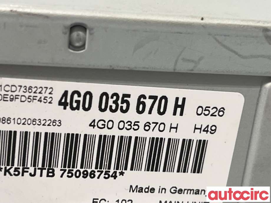 Bilstereo til Audi A7 2010-2014 (Type I, Fase 1)  (AUDI|4G1035053E|4G0035670H)
