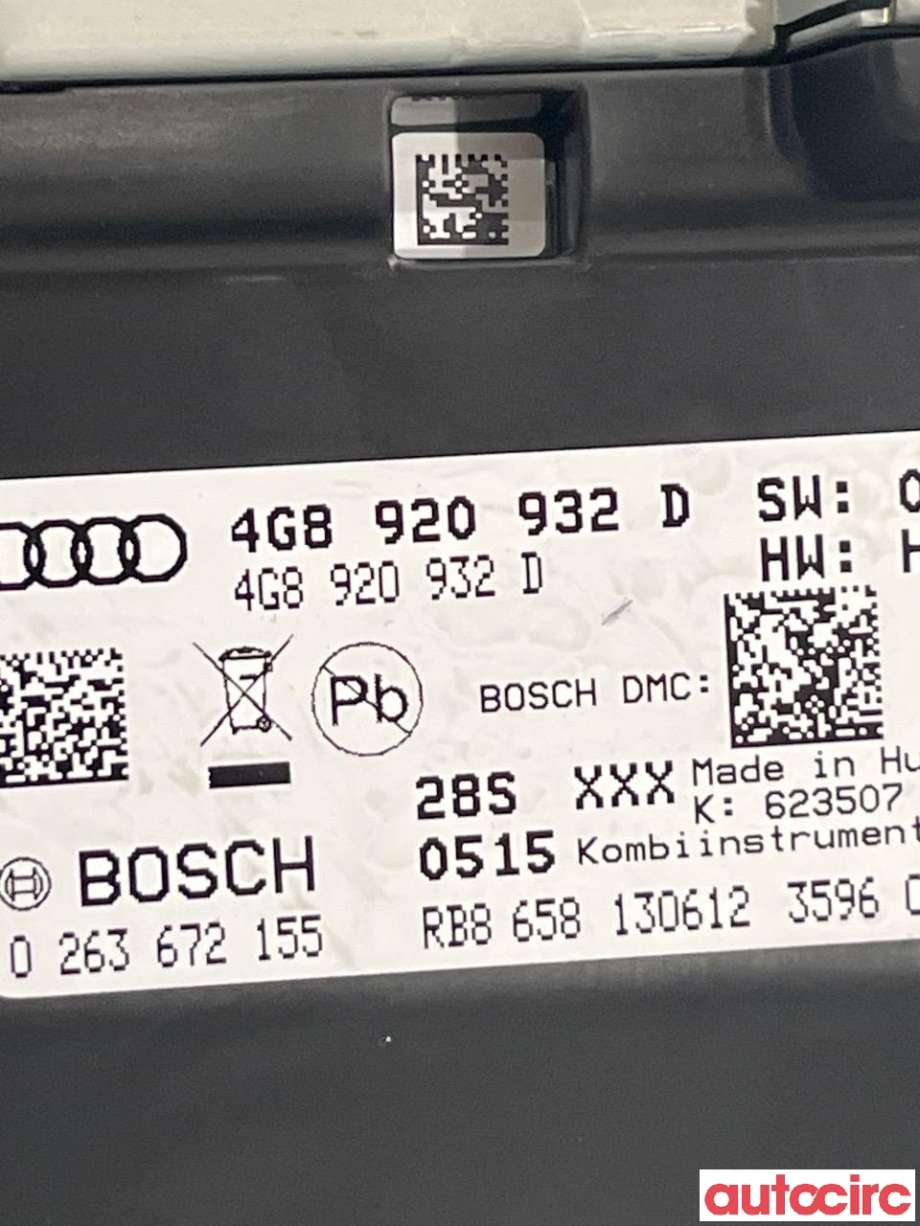 Instrumentpanel til Audi A7 2010-2014 (Type I, Fase 1) (AUDI|4G8920932DX)