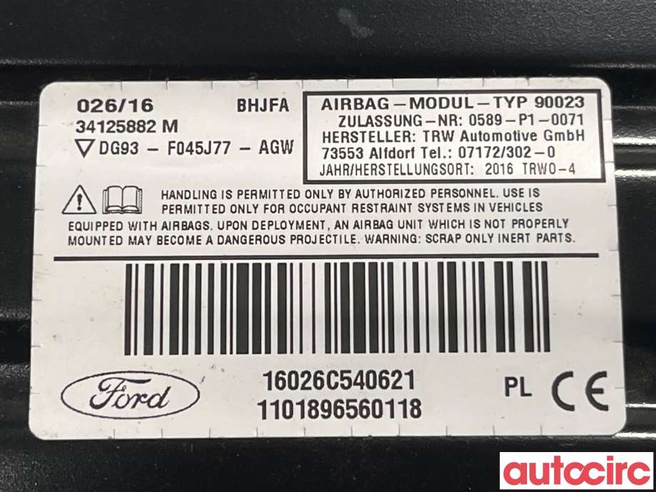 Airbag kne til Ford Mondeo 2014-2019 (Type V, Fase 1) (FORD|2134828)