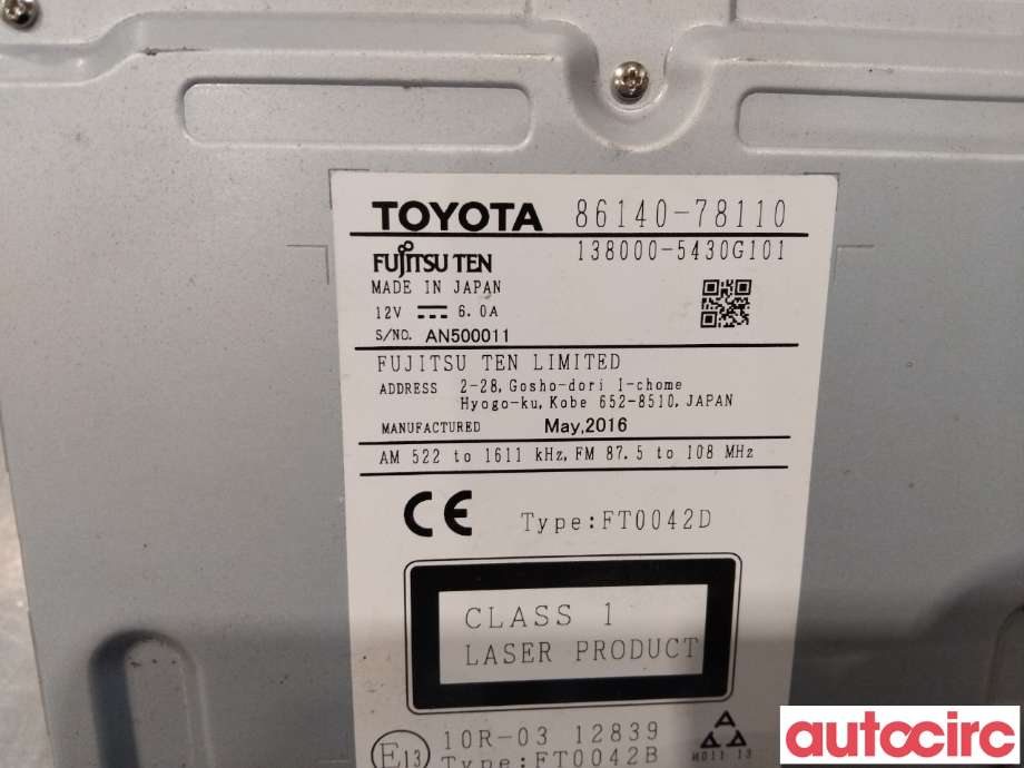 Bilstereo til Lexus NX 2014-2021 (Type I) (AZ10) (AZ10) (LEXUS|8614078110|)