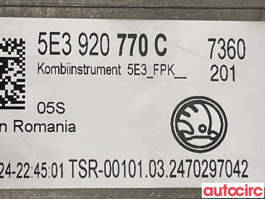 Instrumentpanel til Škoda Octavia 2020-->> (Type IV)  (SKODA|5E3920770)