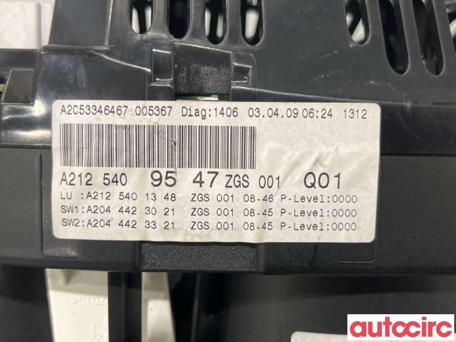 Instrumentpanel til Mercedes E-Klasse 2009-2013 (Fase 1) (W212) (W212) (MERCEDES|A2129004904|A2C53346467|A2125409547)