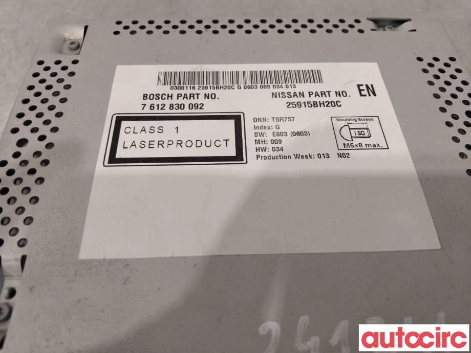 Bilstereo til Nissan Qashqai 2010-2014 (Type I, Fase 2)  (NISSAN|25915BH20C|)