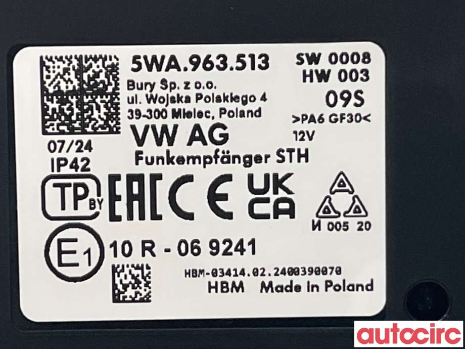Styreenhet diverse til Škoda Octavia 2020-->> (Type IV) (SKODA|5WA963513)