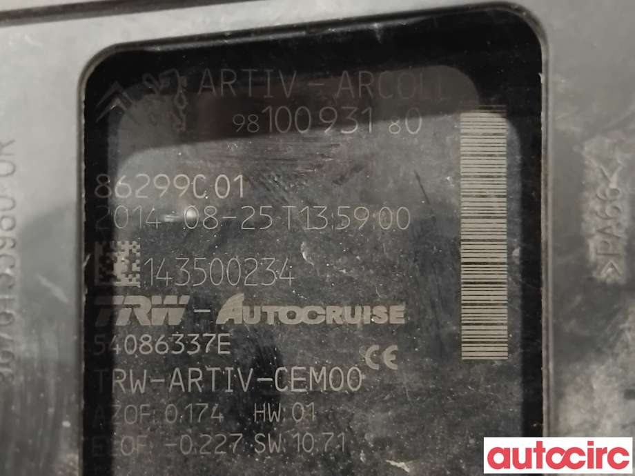 Sensor radar til Peugeot 308 2013-2021 (Type II)  (PEUGEOT|1628556780||9810093180)