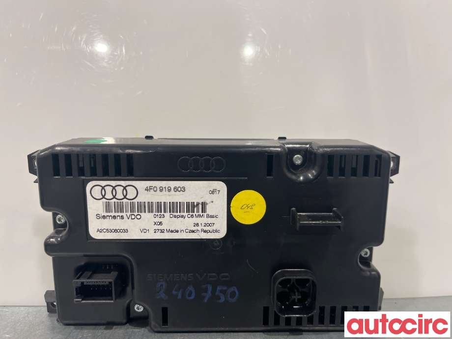 Multimedia display (MCU - Media Controller Unit) til Audi A6 2005-2008 (Type III, Fase 1) (C6) (C6) (AUDI|4F0919603)