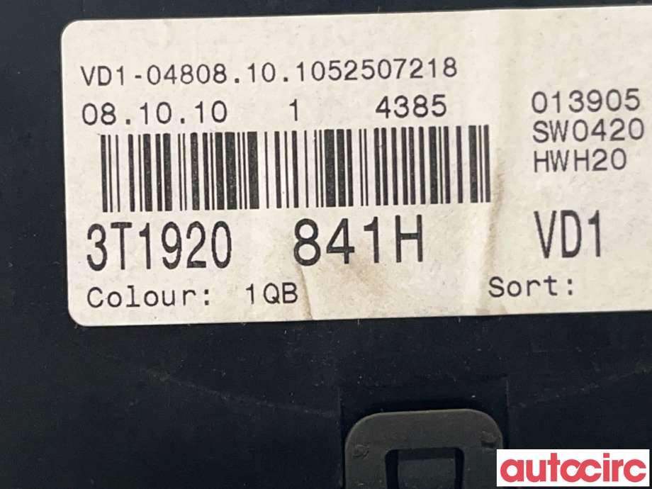 Instrumentpanel til Škoda Superb 2008-2015 (Type II)  (SKODA|3T1920841)