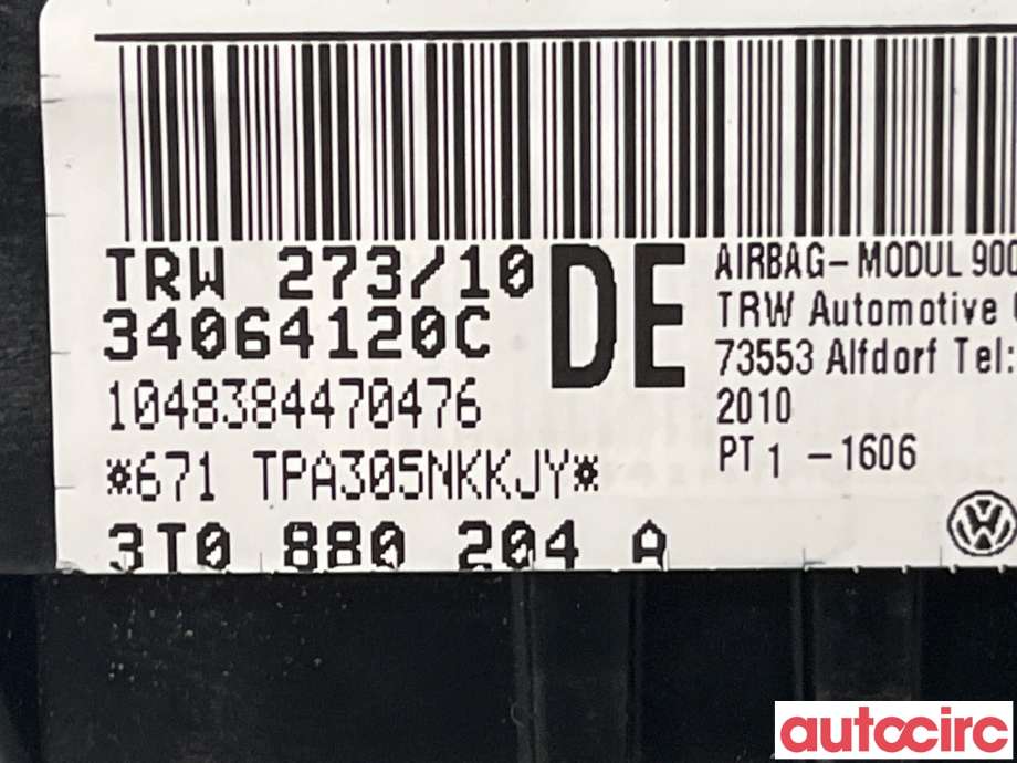 Airbag passasjer til Škoda Superb 2008-2015 (Type II)  (SKODA|3T0880204)