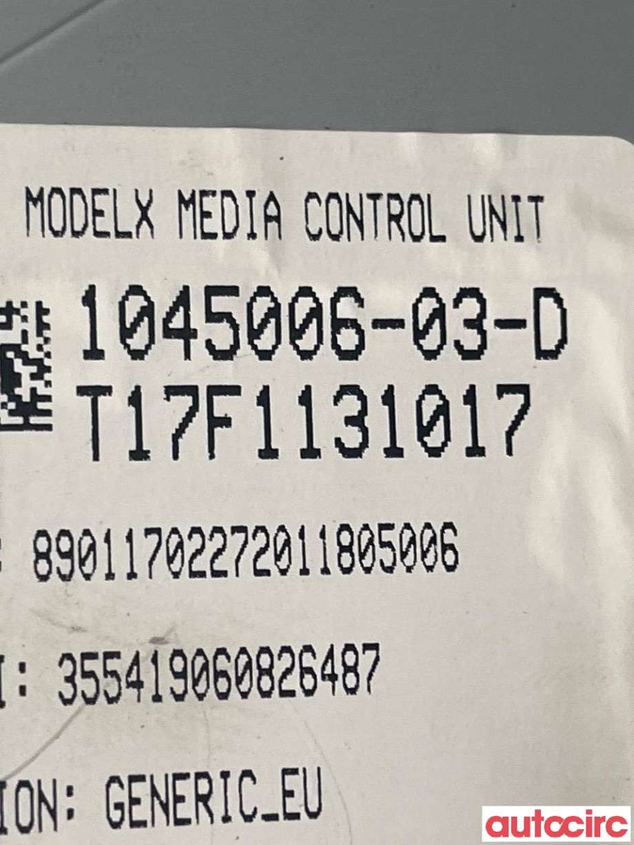 Multimedia display (MCU - Media Controller Unit) til Tesla Model S 2016-2021 (Fase 2)  (TESLA|1451809-S3-J|1045006)