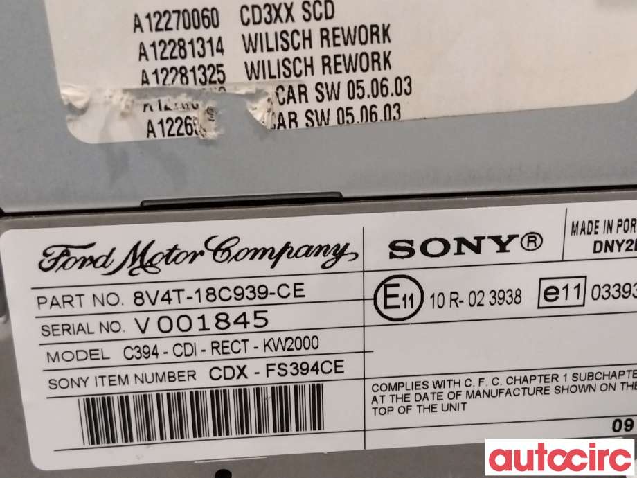 Bilstereo til Ford Kuga 2008-2012 (Type I)  (FORD|1830420|C394|8V4T-18C939-CH)