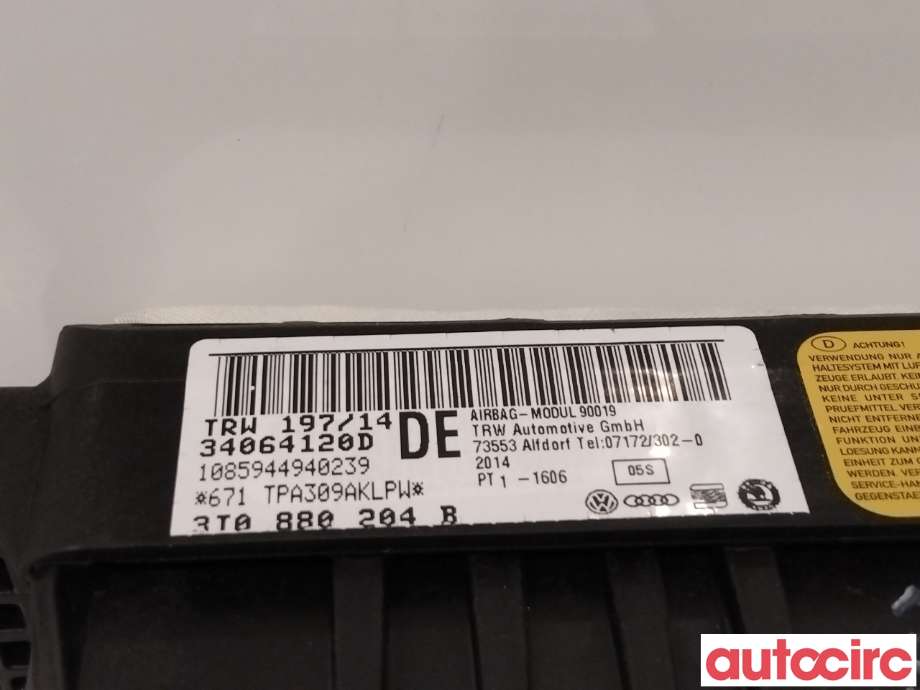 Airbag passasjer til Škoda Superb 2008-2015 (Type II) (SKODA|3T0880204B|)