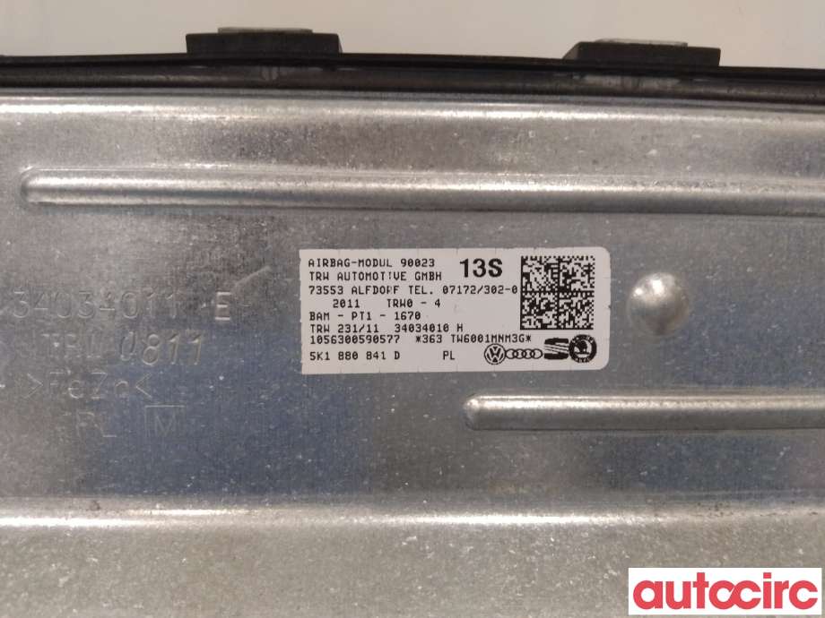 Airbag kne til VW Golf VI 2008-2012  (VOLKSWAGEN|5K1880841D|)