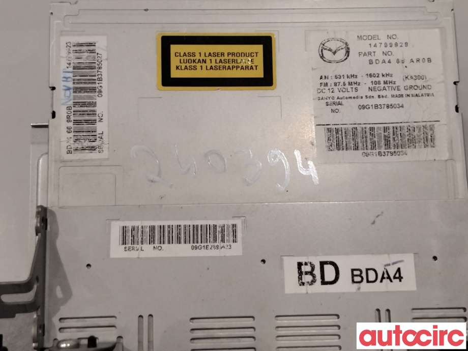 Bilstereo til Mazda 3 2009-2013 (Type II)  (MAZDA|BDA466AH0|BDA466AR0B|)