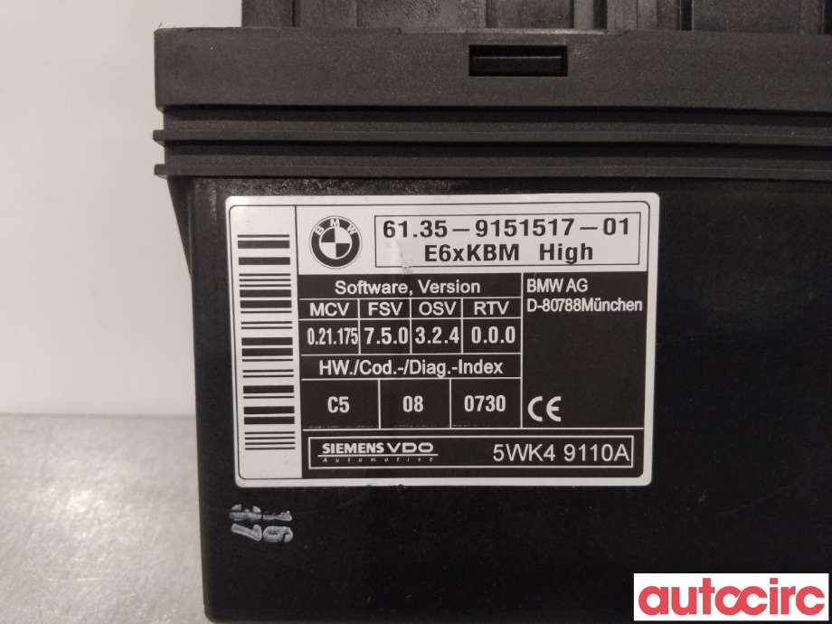 Styreenhet comfort (BCM) til BMW 5-Serie 2003-2010 (E60/E61) (E60/E61) (BMW|61359176070|)
