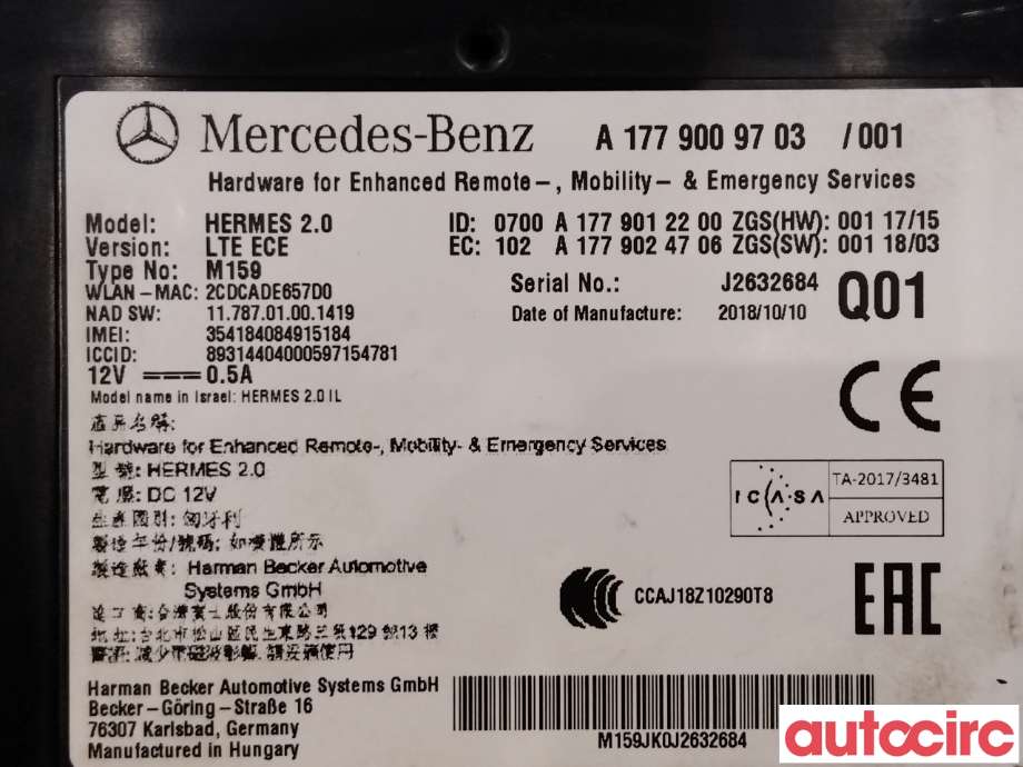 Styreenhet diverse til Mercedes Sprinter 2018-->> (907/910) (907/910) (MERCEDES|A1779009703|)