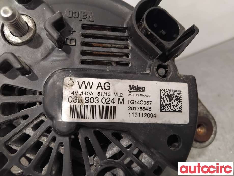 Dynamo til VW Touran 2007-2010 (Type I, Fase 2)  (VOLKSWAGEN|03L903024MX|TG14C057|03L903024M)