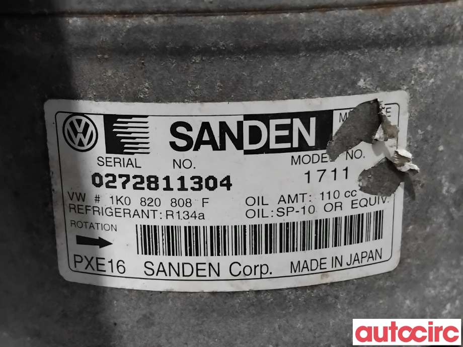 Aircondition kompressor til VW Touran 2007-2010 (Type I, Fase 2)  (VOLKSWAGEN|1K0820808FX|PXE161711|1K0820808F)