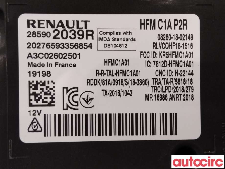 Styreenhet diverse til Renault Zoe 2013-2019 (Fase 1)  (RENAULT|285S22368R|)