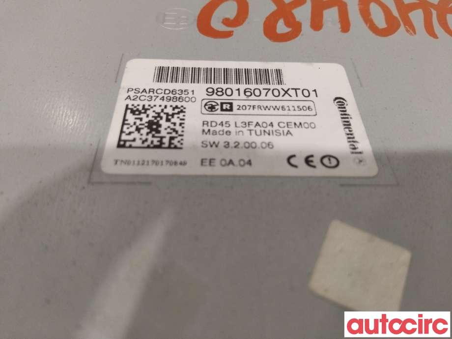 Bilstereo til Peugeot Partner 2008-2015 (Type II, Fase 1)  (PEUGEOT|16107950XT|1616144980|)