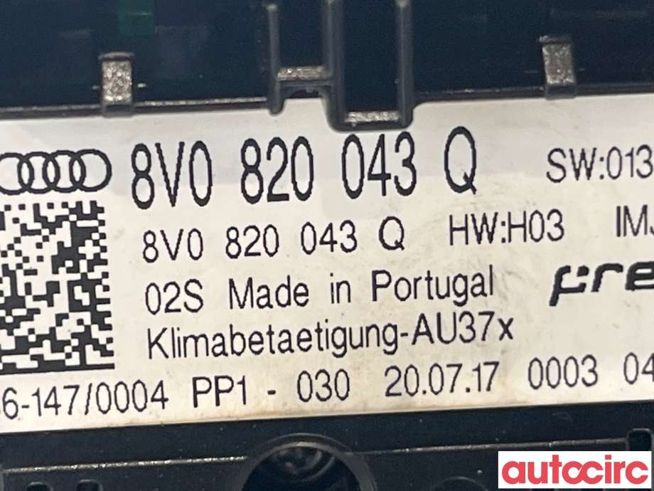 Varmeapparat betjening til Audi A3 2016-2020 (Type III, Fase 2) (AUDI|8V0820043)
