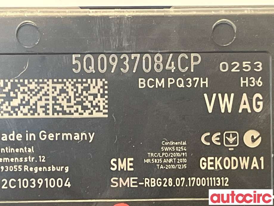 Styreenhet comfort (BCM) til Audi A3 2016-2020 (Type III, Fase 2)  (AUDI|5Q0937084CP)
