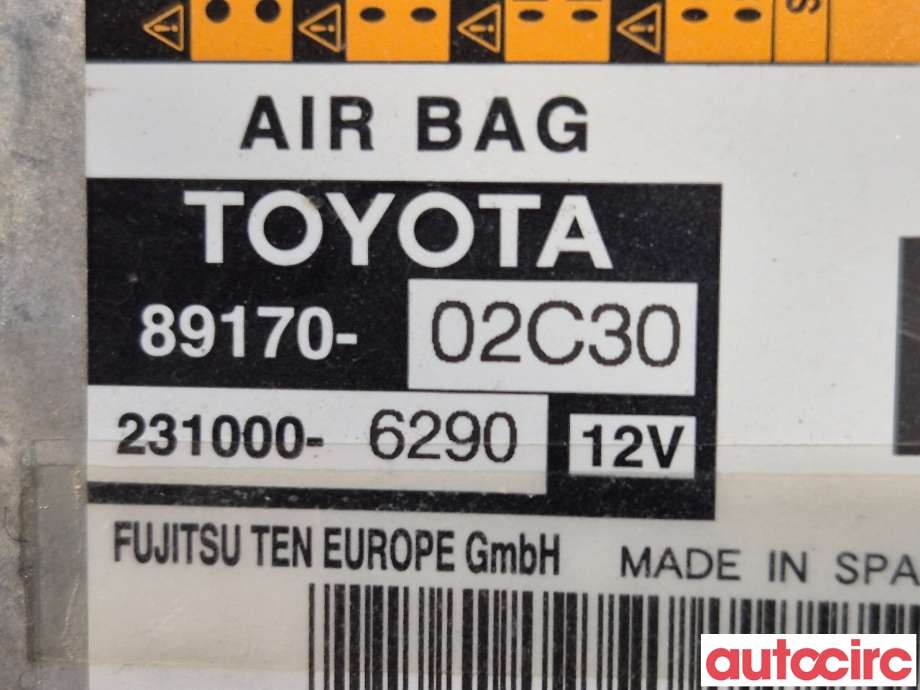 Airbag elektronikk til Toyota Auris 2013-2015 (Type II, Fase 1)  (TOYOTA|8917002C30|231000-6290|89170-02C30)