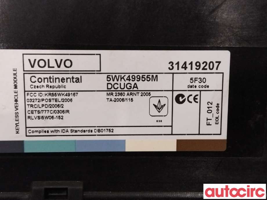 Styreenhet nøkkelfri/keyless til Volvo S60 2014-2019 (Type II, Fase 2)  (VOLVO|31419588|)