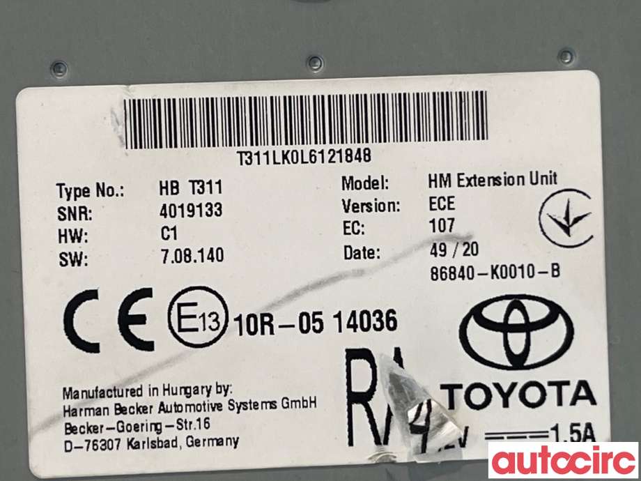 Styreenhet diverse til Toyota RAV4 2019-->> (Type V)  (TOYOTA|86840K0010)