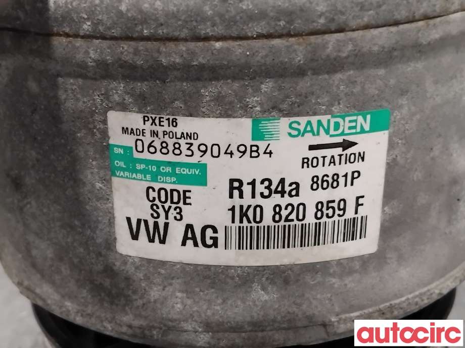 Aircondition kompressor til VW Touran 2007-2010 (Type I, Fase 2)  (VOLKSWAGEN|1K0820859F|PXE168681|1K0820808F)